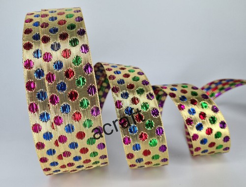 Christmas Wired Edge Ribbon 63mm x 1m Gift Wrapping Decoration Craft Bow Making - Picture 43 of 53
