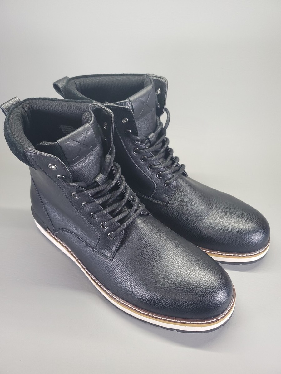 Express Mens Black Pebbled Leather Lace Up Ankle Boots Size  display picture 3