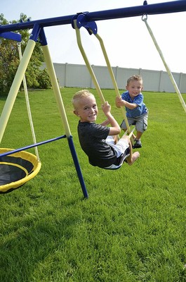 swing set with rocking horse