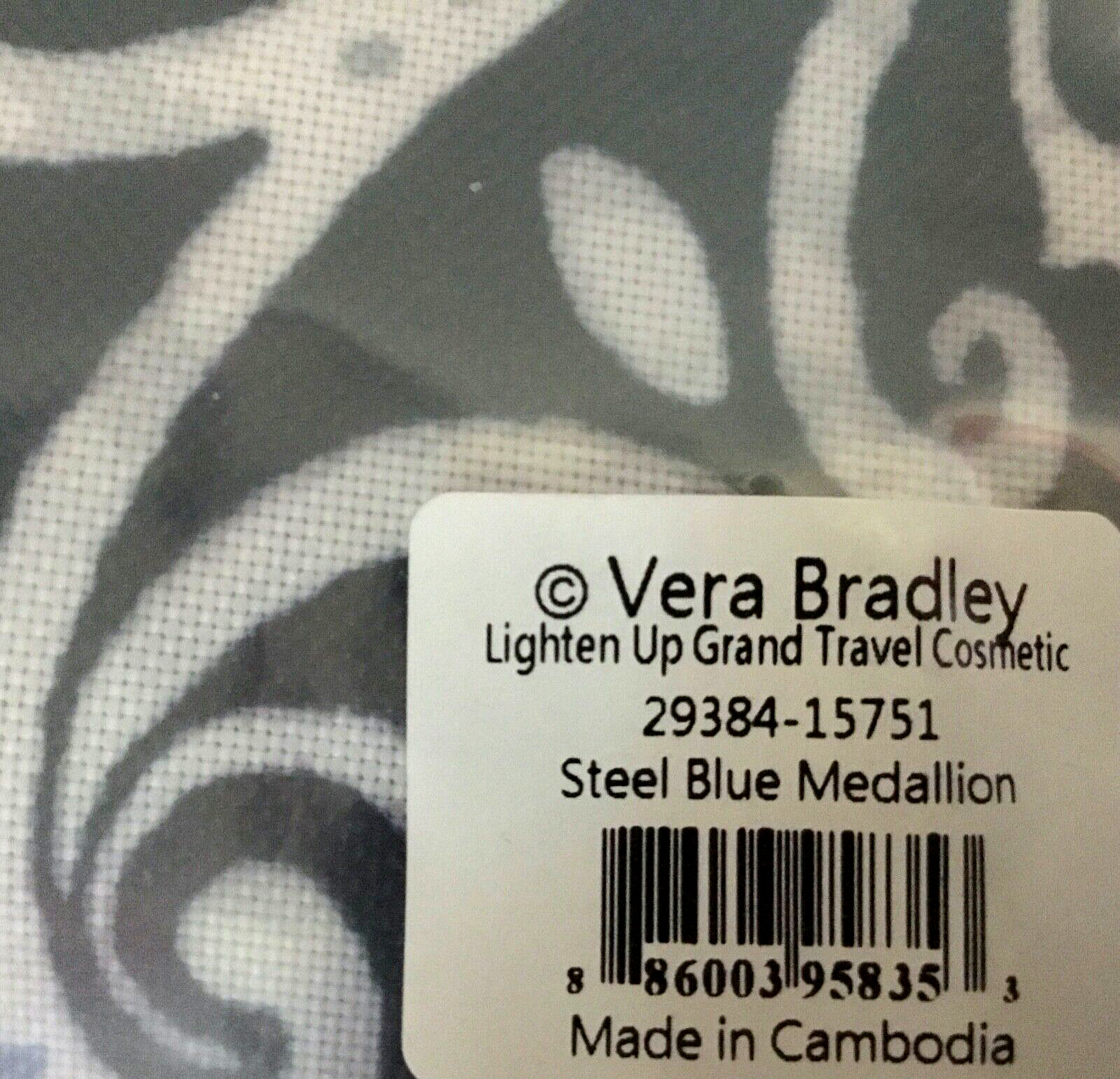 Vera Bradley ~ "Steel Blue Medallion" ~ Grand Travel Cosmetic Bag ~ NWT