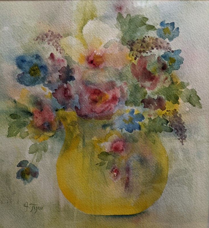 J TYREE Original Watercolor Signed Matted Framed Vase Floral **Moving Sale**
