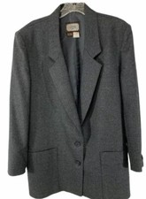 Vintage Gray Toffs 100 Wool Jacket 80s Womens Size 14 New Old Stock Lined