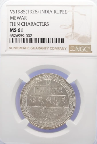 VS 1985 (1928) India Rupee MS 61 NGC (L0371)
