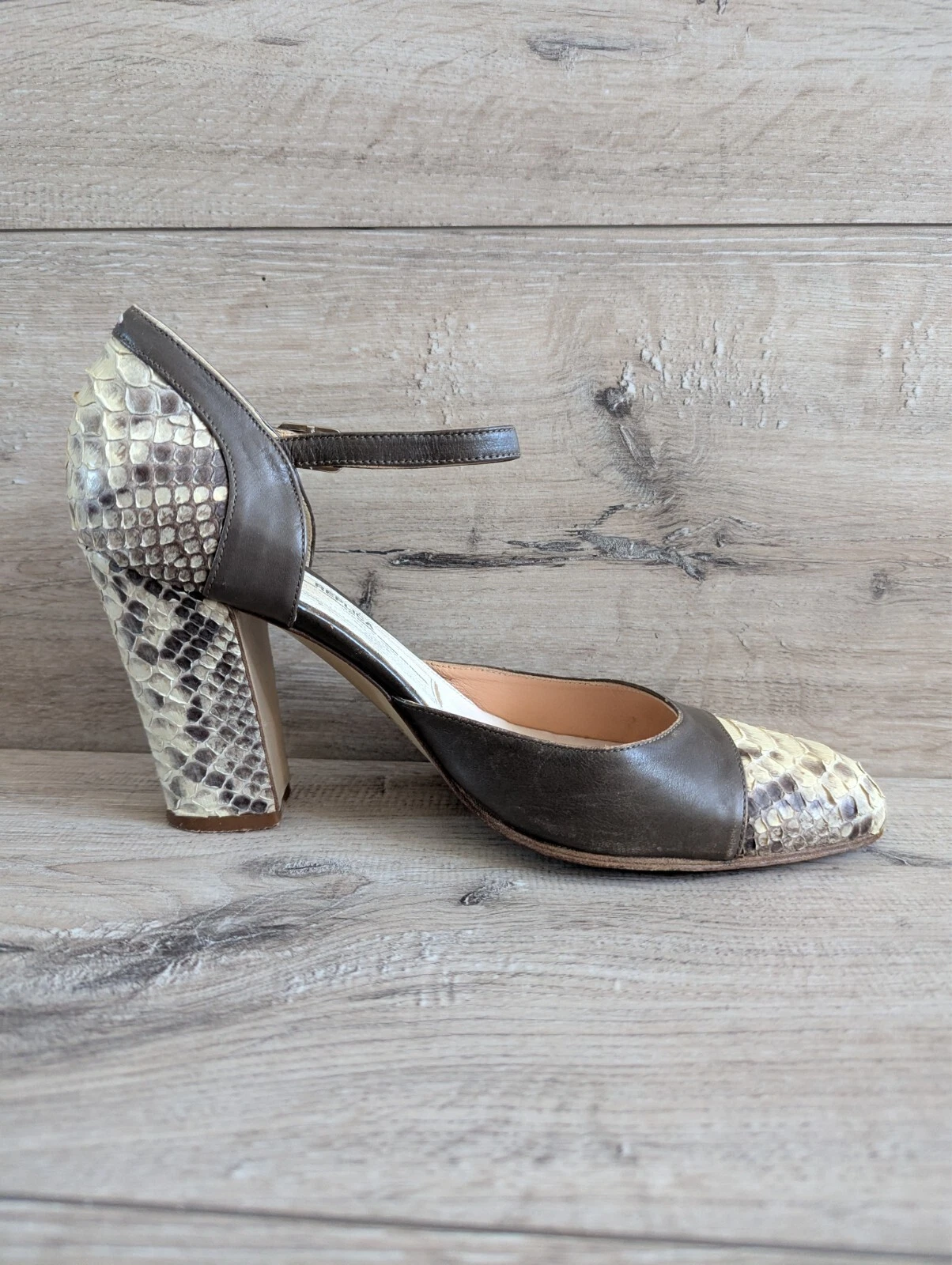 Scarpe decolte tacco Maison Margiela replica cinturino pelle rettile taglia 39