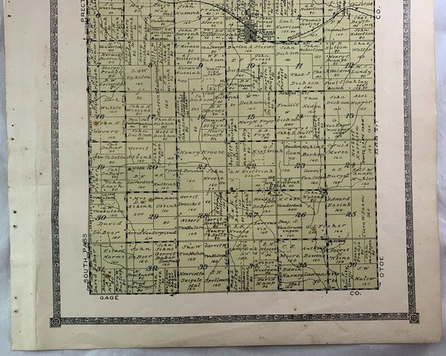 ORIGINAL 1921 Map of Panama Township / Atlas Lancaster County Nebraska