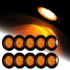 10x 13 Led 2.5 Round Side Marker Trunk Trailer Clearance Grommet Amber Lights