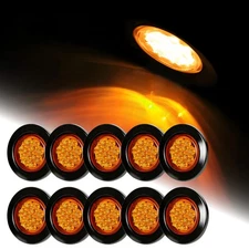 10x 13 LED 2.5'' Round Side Marker Trunk Trailer Clearance Grommet Amber Lights