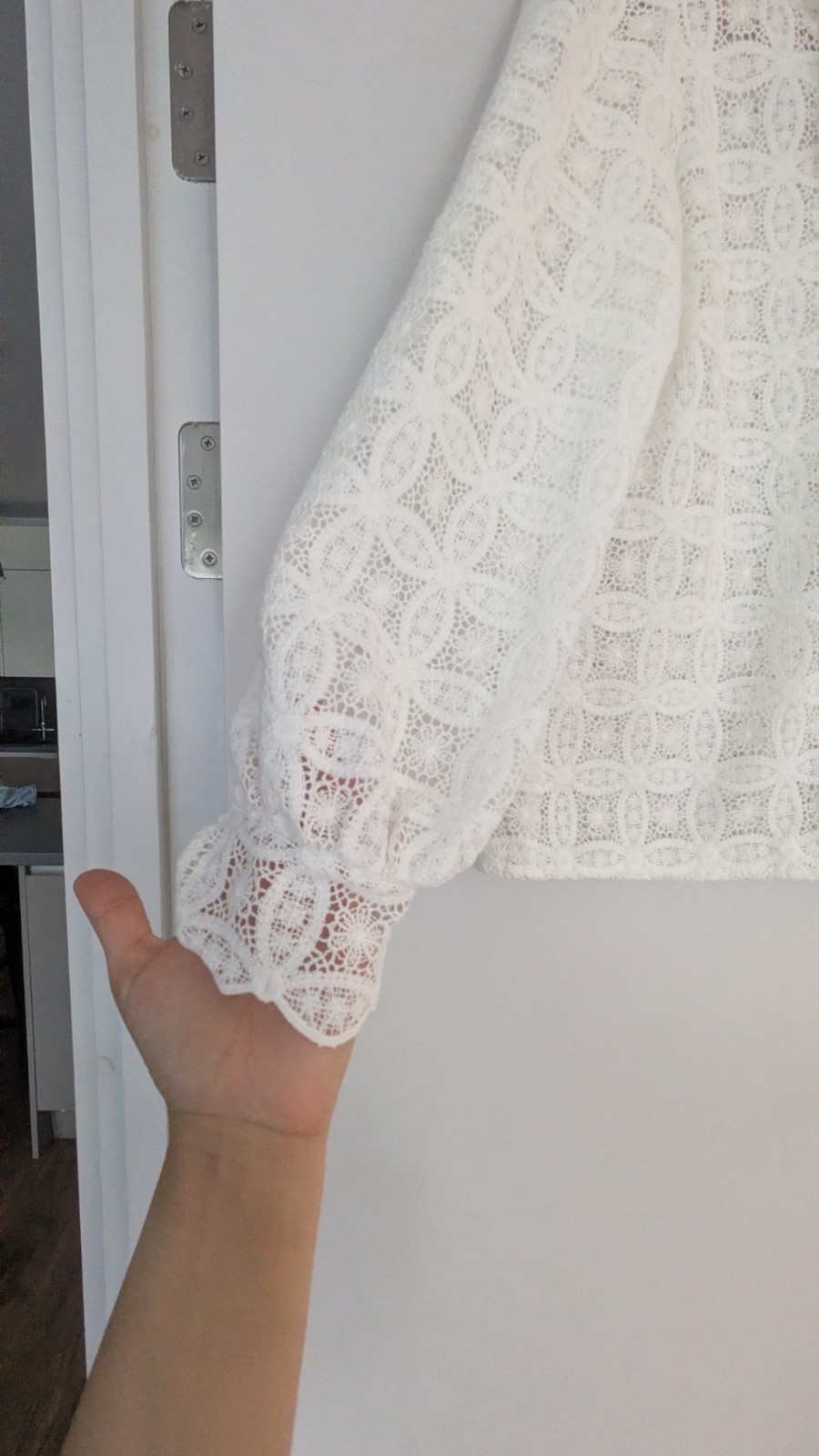 Sezane Chlo Blouse In Ecru Guipure Lace, Size 36, Excellent Condition image 5