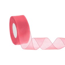 Organza Ribbon 1-1/2 Inch 50 Yards Sheer Ribbons for Gift Wrapping, Red