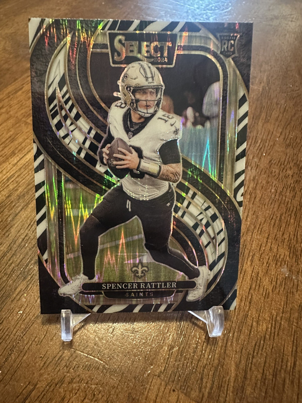 Spencer Rattler 2024 Panini Select - Premier Level Zebra Prizm RC #130 Case Hit