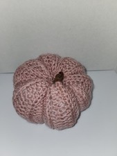 Handmade Crochet Pumpkin Decor Rose Gold  Cinnamon Stem  Halloween/Fall