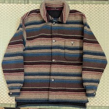 Vintage Woolrich Wool Blend Blanket Striped Jacket Men's Size Large Made in USA