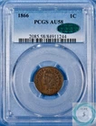 1866 1C Indian Head Cent PCGS AU58 w/CAC - Tougher Date Stunning Slider!!!