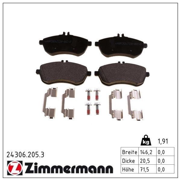 Zimmermann BremsbelÄGe Bremsbelagsatz Vorne FüR MERCEDES-BENZ C-KLASSE S204 W204-image
