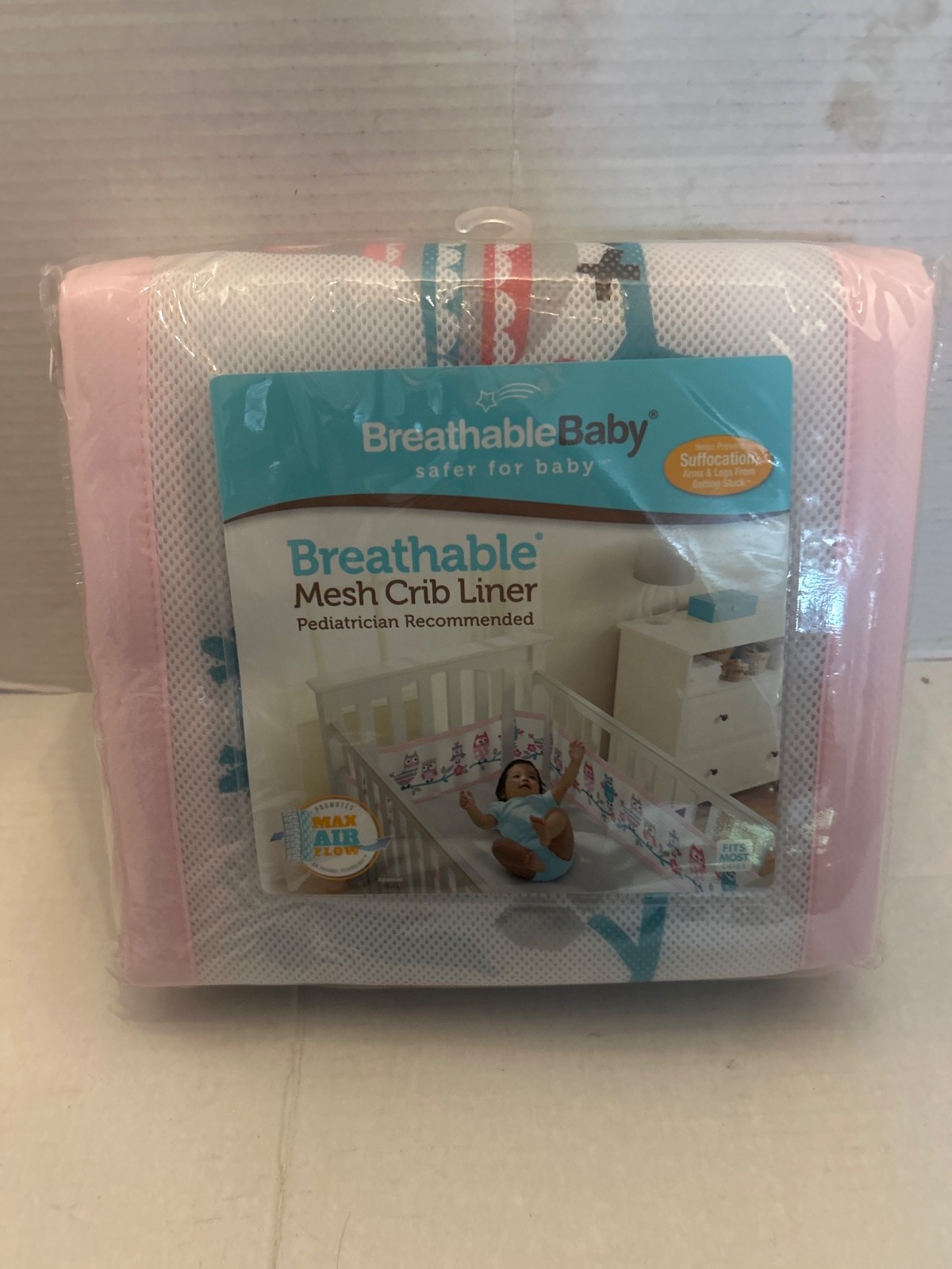 BreathableBaby Breathable Mesh Crib Liner Pink Max Air Flow Fits Most Cribs-New