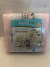 BreathableBaby Breathable Mesh Crib Liner Pink Max Air Flow Fits Most Cribs-New