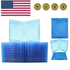 25 Empty Standard Double Blue Replacement Boxes/Cases for Blu-Ray Disc Movies...