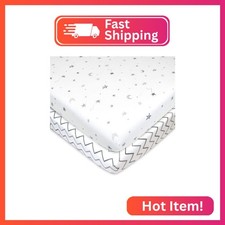 American Baby Company 2 Pack 100 Natural Cotton Fitted Pack and Play Sheets 39"