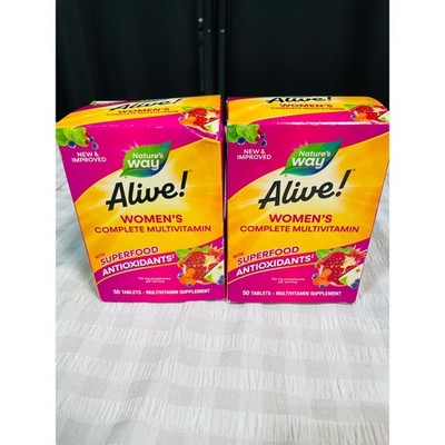 Lot of 2 Nature's Way Alive! Women's Complete Multivitamin 50 Tablets Each 100ct