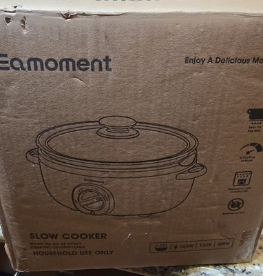 3.5 Quart Slow Cooker Black Uniform Heating Non Stick Pot Aluminum Open Box