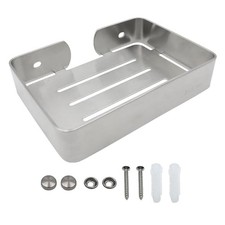 Soap Dish Stainless Steel Silver Soap Dish Holder Wall Medium Brushed Silver