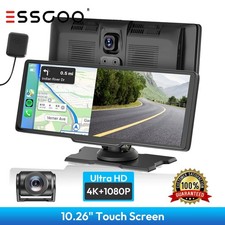 ESSGOO 10 pollici dashcam 4K auto videocamera registratore incidenti touchscreen sensore G
