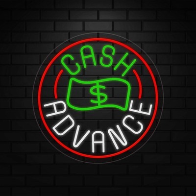Cash Advance Sign for Business Displays | LED Flex Neon | 26''W x 26''H x 1''D