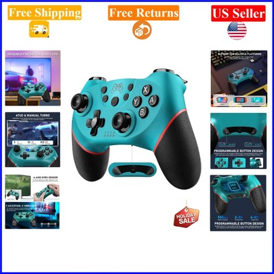 Blue Wireless Pro Controller for Switch & Windows, Programmable Turbo, Vibration