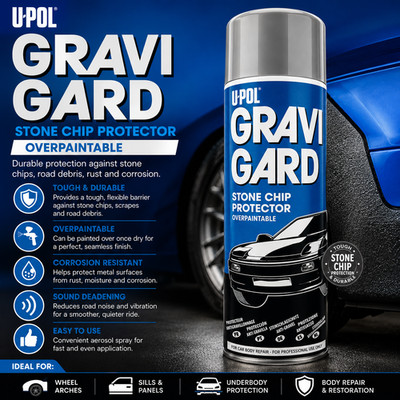 U-Pol GRAVIGARD GREY STEINSCHLAGSCHUTZ AEROSOL 500ml ÜBERLACKIERBAR