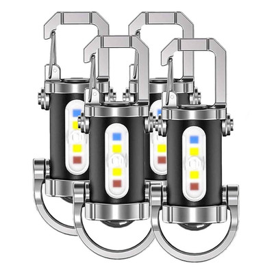 4Pcs LED Flashlight Keychain Portable Rechargeable Super Bright Mini Flashlight