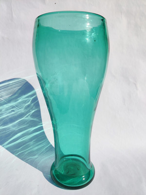 RARE Blenko Handmade Glass 5728 Tall Jar-Vase in Sea Green, Wayne Husted Design