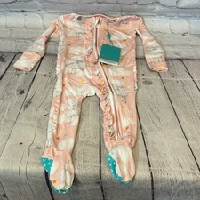 Posh Peanut Lamb Pattern Bamboo Ruffle Baby Footie Zippie