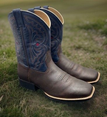 ARIAT Quickdraw Brown Blue Leather Cowboy Boots  Mens Size 6 Fast Shipping