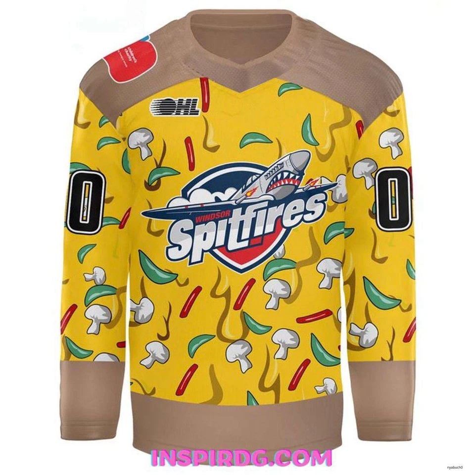 Camiseta de hockey personalizada Windsor Spitfires Pizza City 2025 ropa del equipo de hockey Foto 2 de 4