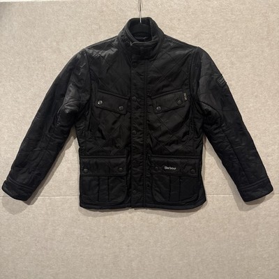 Barbour Jacket Boys M Black International Ariel Polarquilt Quilted Snap Front