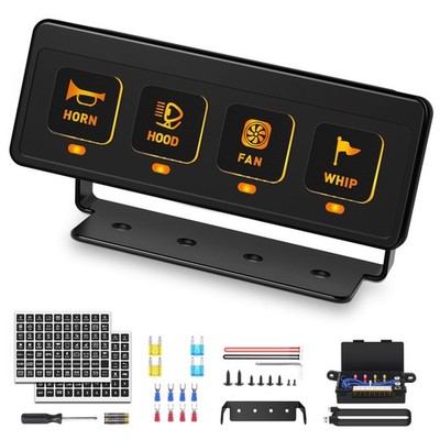 4 Gang Wireless Switch Panel, 12V 60A Auxiliary Car Swtich Panel, Universal C...