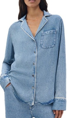 rag & bone Miramar Slink Lounge Trompe L'Oeil Faux Denim Button-Up Shirt Size  S