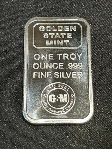 One Oz. Silver Art Bar, Golden State Mint .999 Pure Silver, New Uncirculated