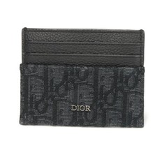Dior Oblique Jacquard Card Holder Black Logo Metal Cotton Case