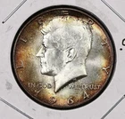 1964 Kennedy Half  Dollar Toned Beauty  UNC 90% Silver