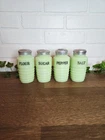 Jadeeite Jeanette Glass Uranium Beehive Salt & Pepper& Sugar& Flower Shakers