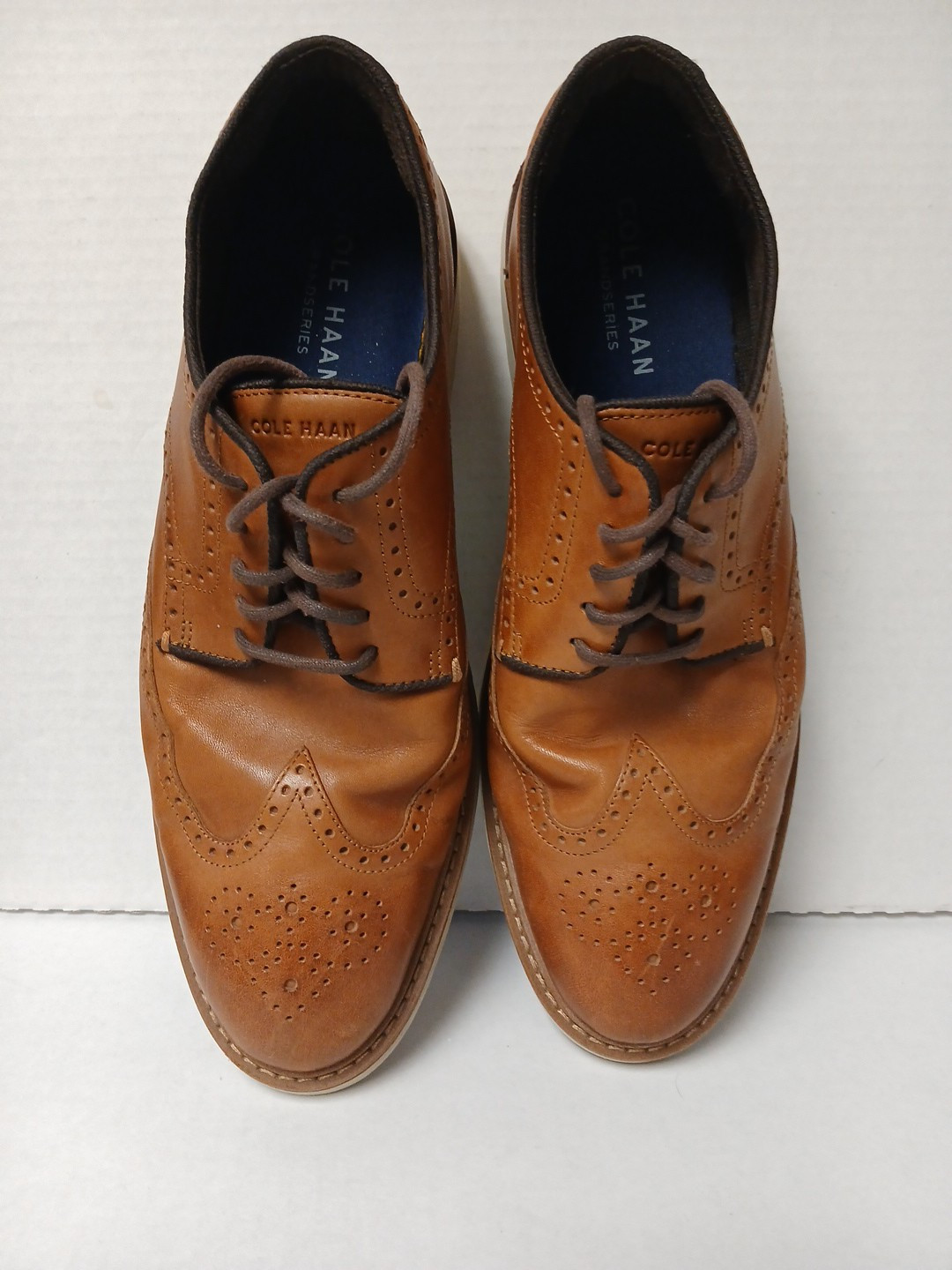 SAOLA Cole Haan Uomo Originale Grand Wingtip Oxford Pelle Marrone Taglia 12M C34120