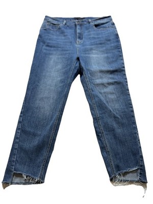 Risen Jeans Womens Size 1X Mid Rise Angled Raw Edge Frayed Hems