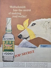 Wolfschmidt's Vodka Real Secret Wolfhound Yellow Scarf Vintage Print Ad 1960