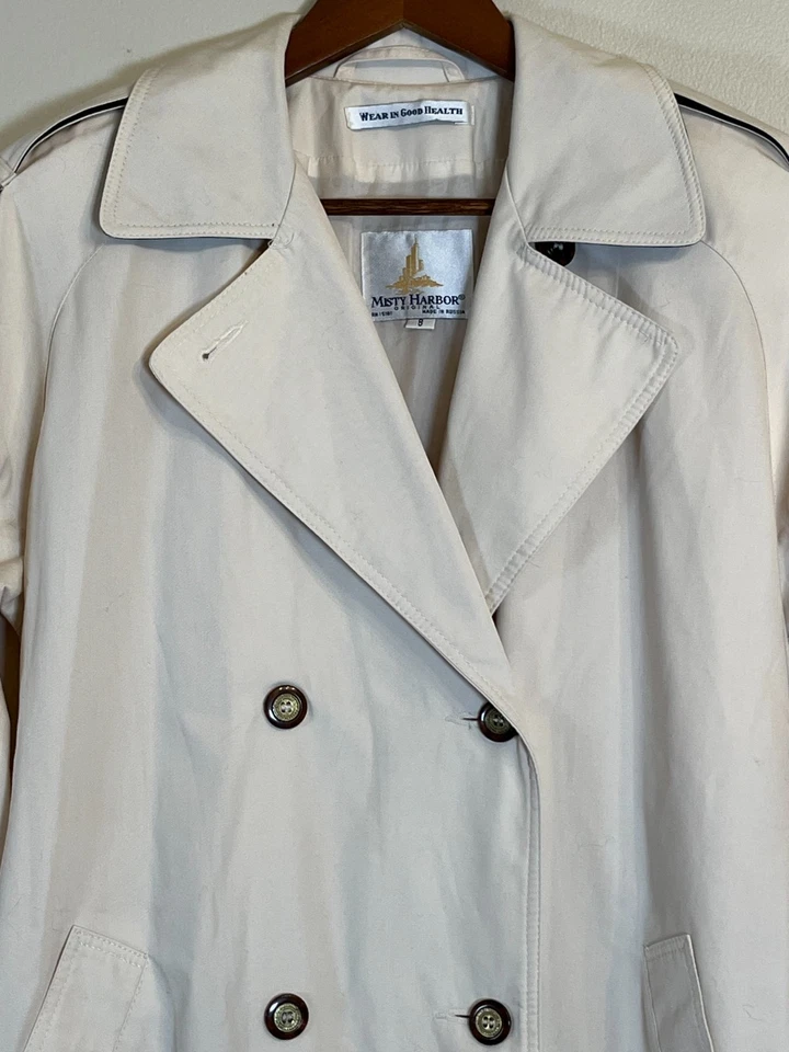 Gabardina Misty Harbor para mujer 8 largos con cinturón doble pecho vintage Rusia Foto 3 de 4