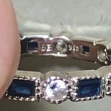 Blue  White Sapphire Eternity Band Ring Sterling Silver 925 Size 6.75 - 7