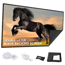 72 inch Projector Screen Upgraded- Black Backing, Straight Edges, Foldable,