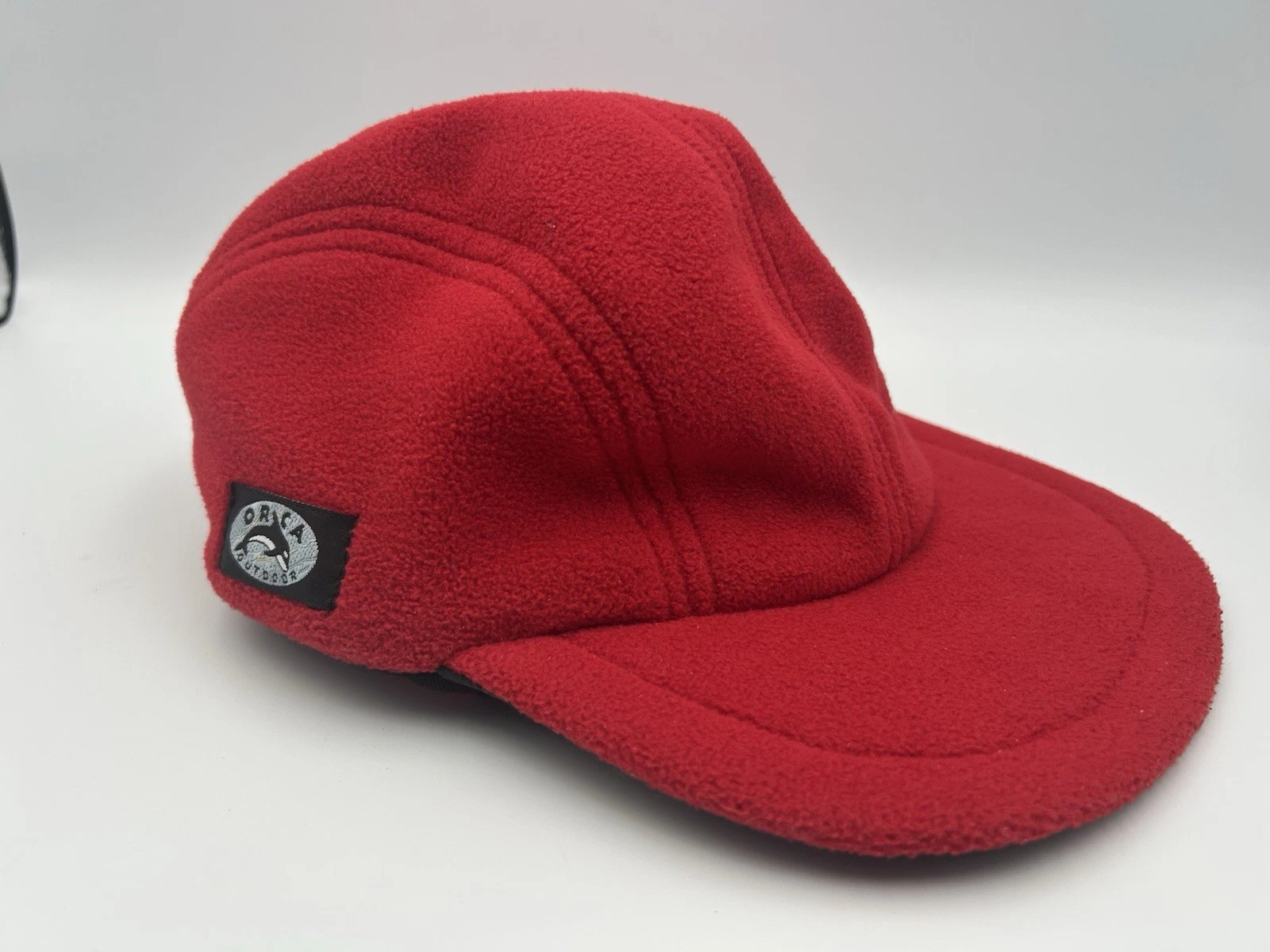 Vintage Orca Outdoor ORCAOUTDOOR Fleece Ear Flap Red Hat W/ Ponytail Hole M