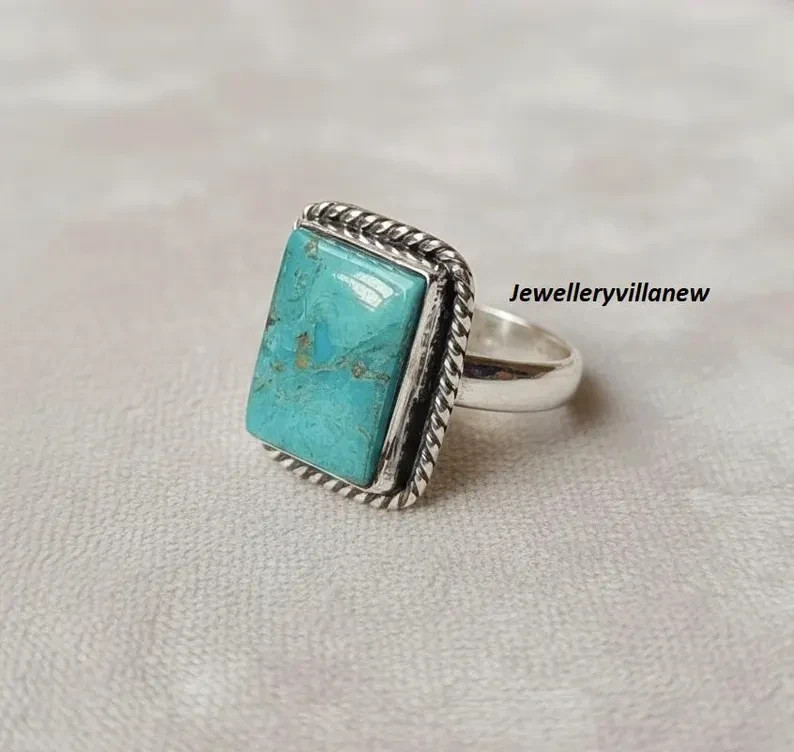 Kingman Turquoise 925 Sterling Silver Band Handmade Ring Statement Ring ...