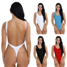 Women One-piece High Cut Backless Thong Leotard Bikini Swimsuit Swimwear Monokin